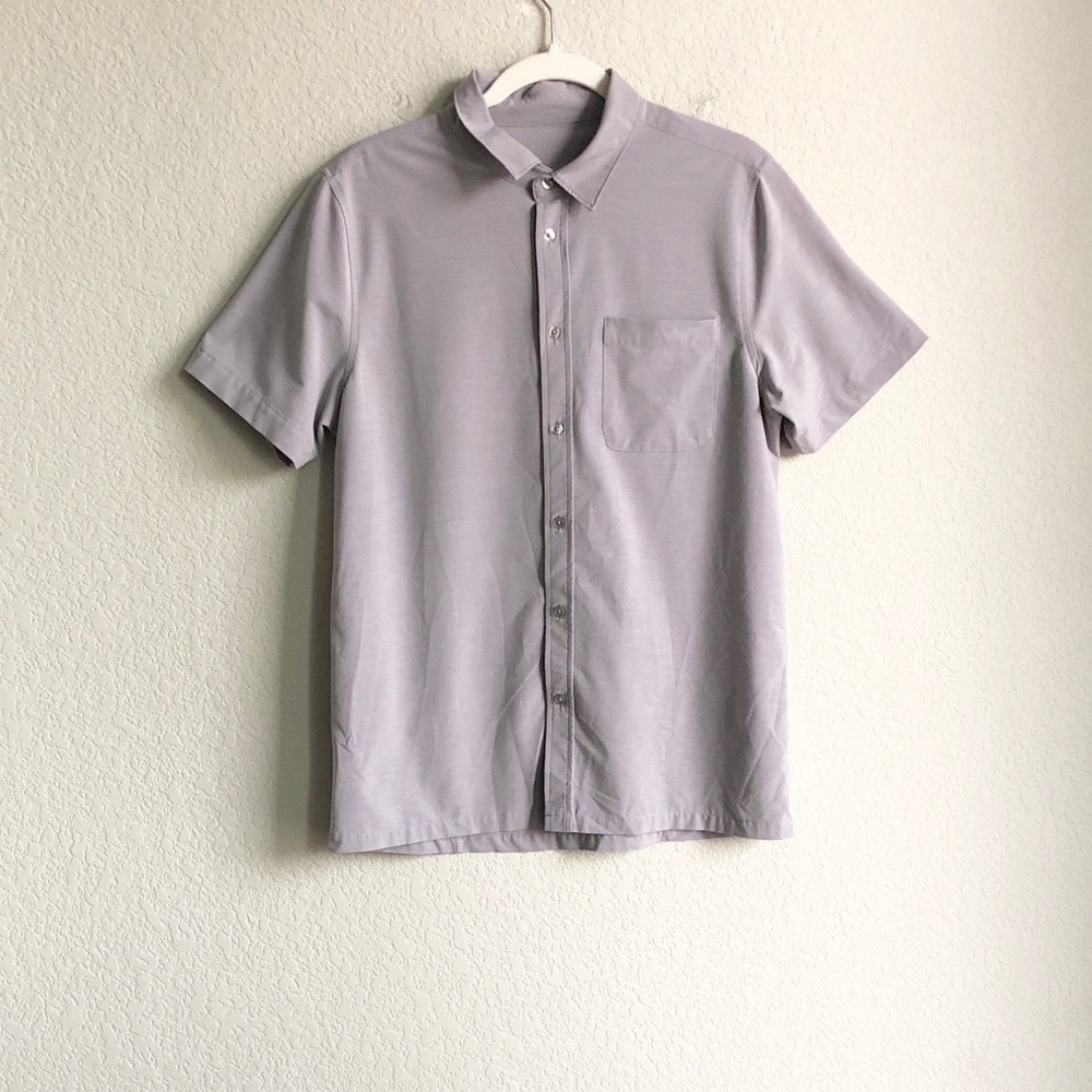 Vuori Mens Bridge Button front Short Sleeve Shirt Grey V184 Medium